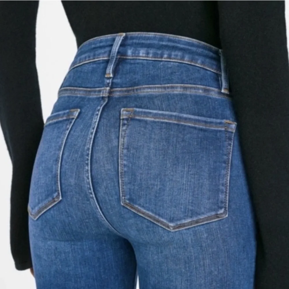 FRAME Le One Skinny Crop Denim Women's Classic Blue Jeans EUC - Picture 3 of 6